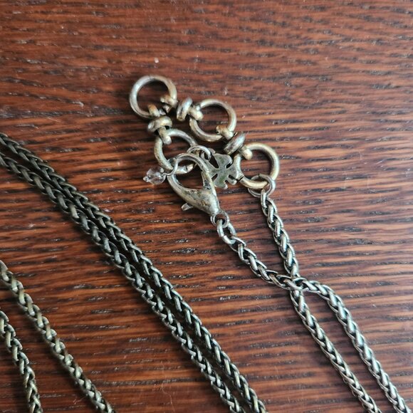Lucky Brand Necklace Moonstone Hammered Gold Tone Warrior Horn Statement Pendant - Picture 3 of 7